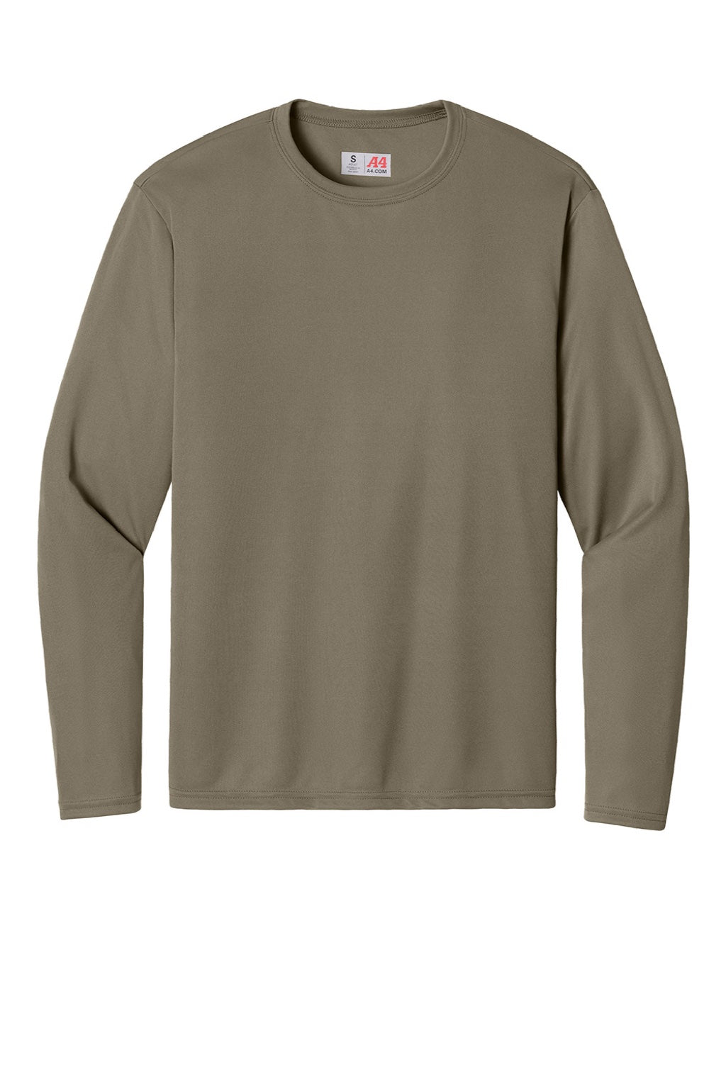 Mens Performance Moisture Wicking Long Sleeve Crewneck T-Shirt - Olive Green