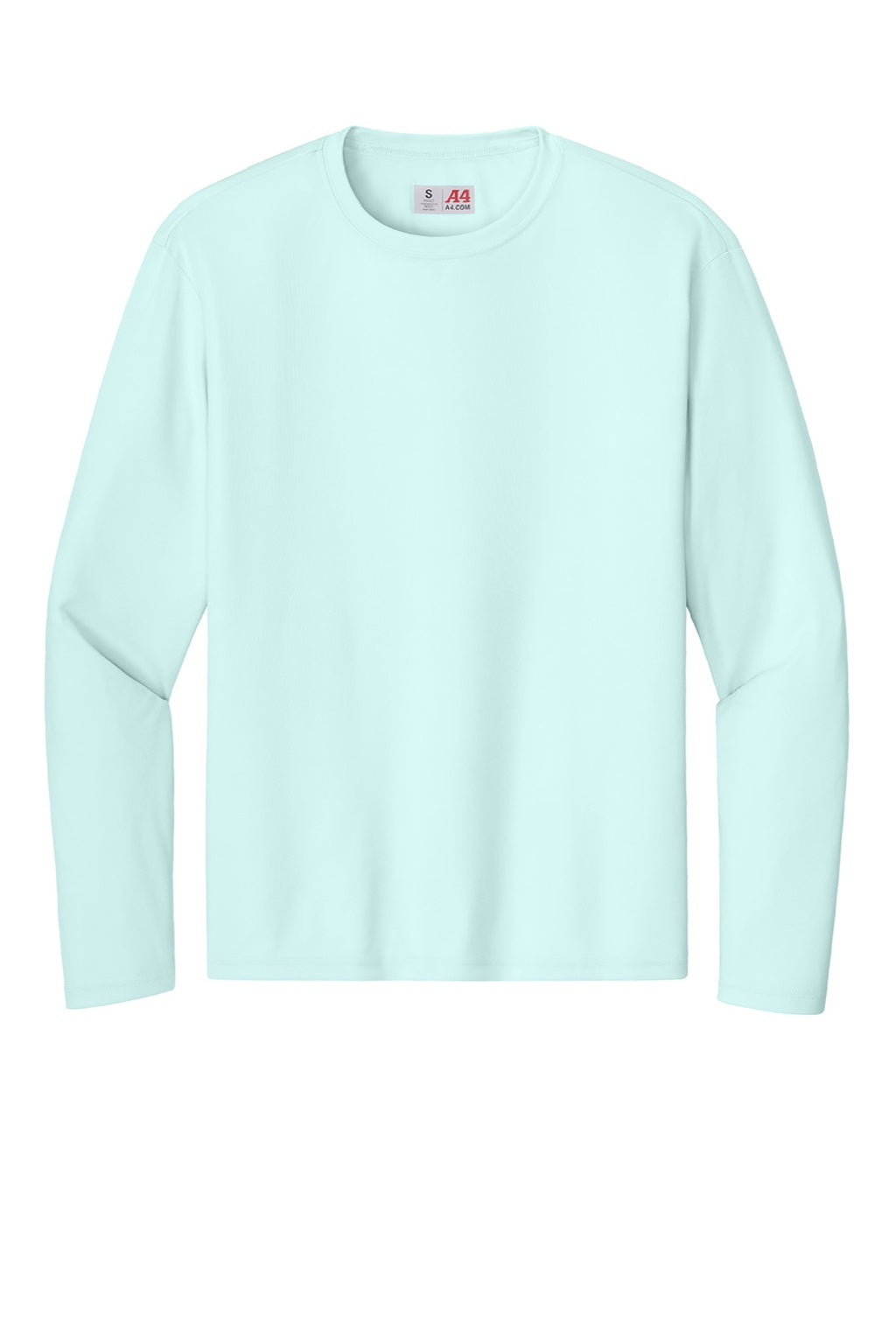 Mens Performance Moisture Wicking Long Sleeve Crewneck T-Shirt - Pastel Blue