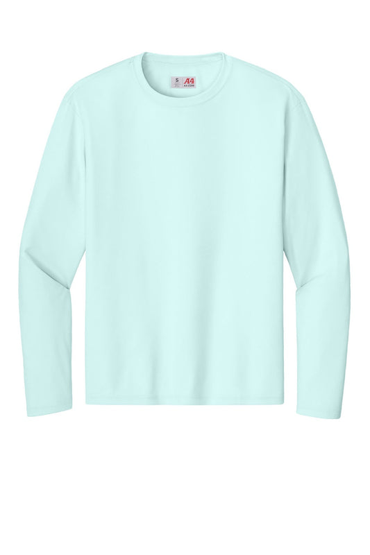 Mens Performance Moisture Wicking Long Sleeve Crewneck T-Shirt - Pastel Blue