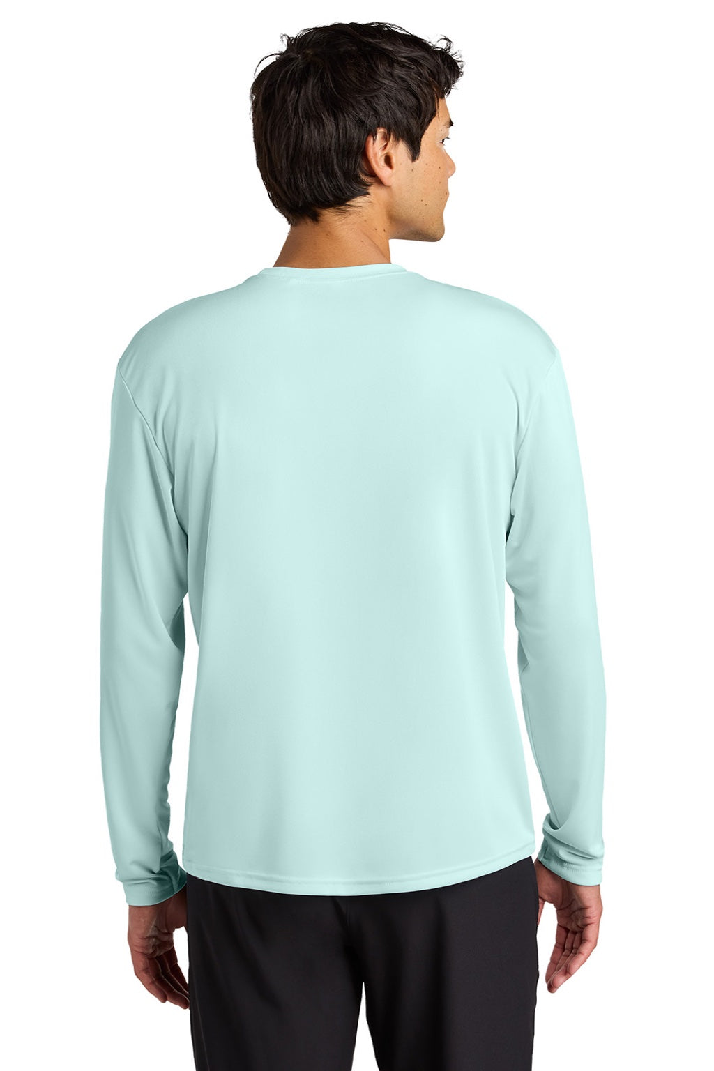 Mens Performance Moisture Wicking Long Sleeve Crewneck T-Shirt - Pastel Blue