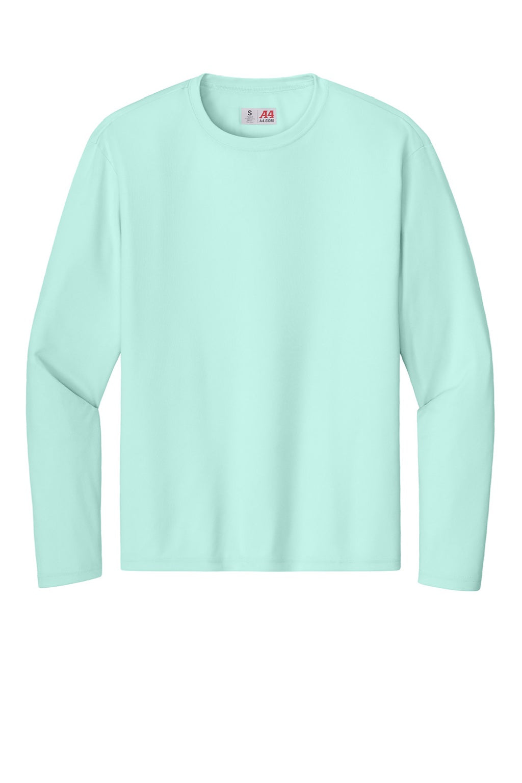 Mens Performance Moisture Wicking Long Sleeve Crewneck T-Shirt - Pastel Mint
