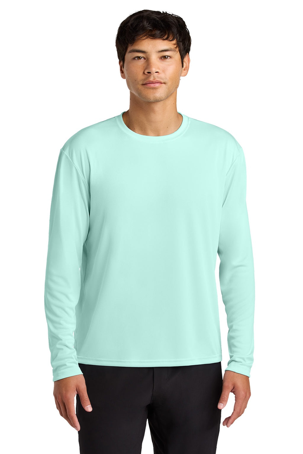 Mens Performance Moisture Wicking Long Sleeve Crewneck T-Shirt - Pastel Mint