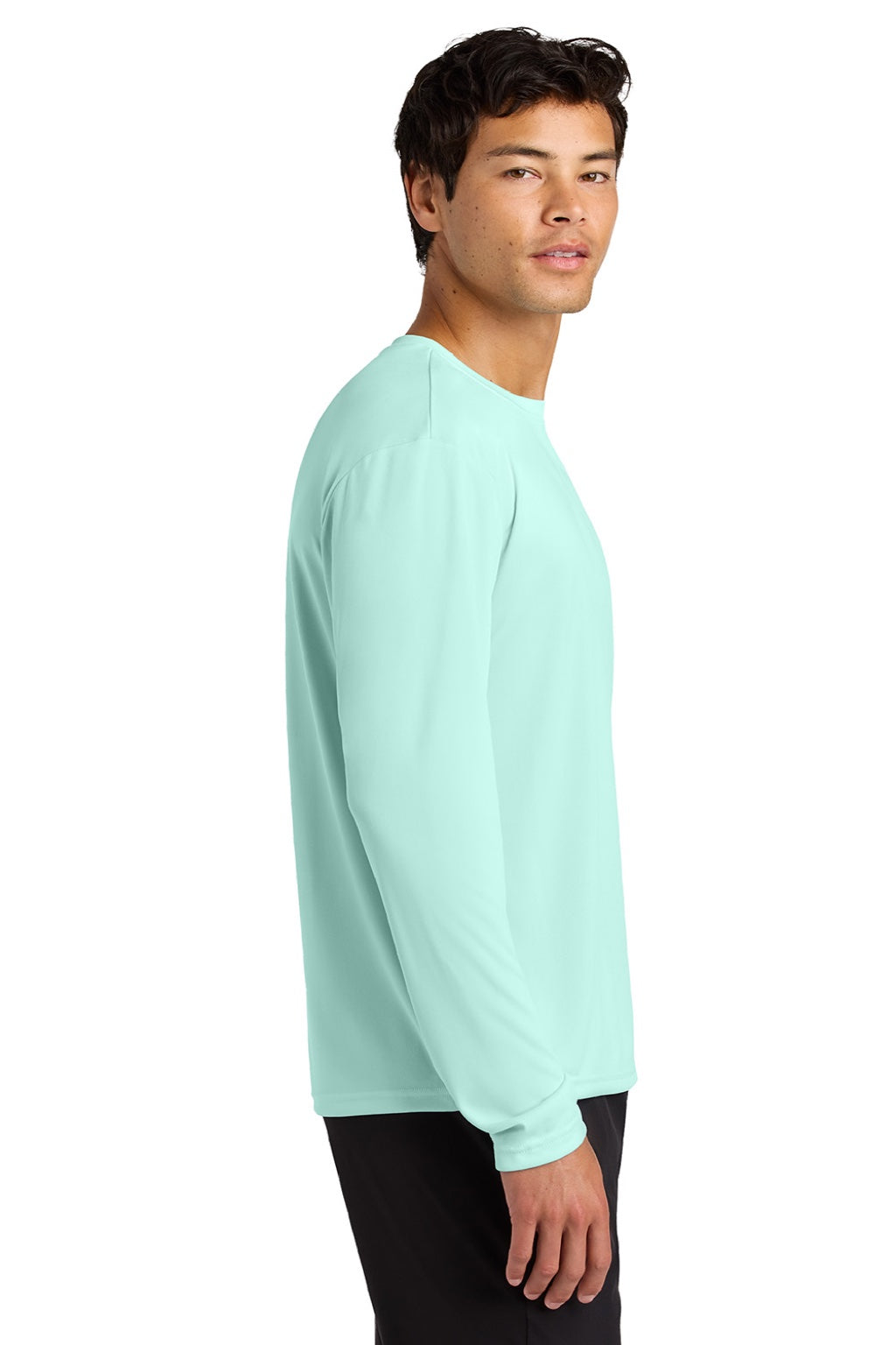 Mens Performance Moisture Wicking Long Sleeve Crewneck T-Shirt - Pastel Mint