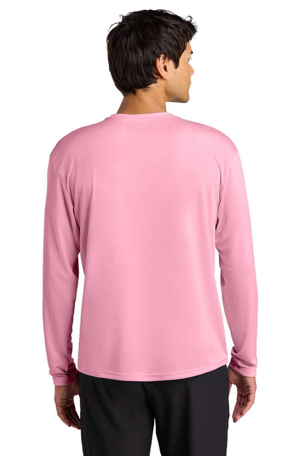 Mens Performance Moisture Wicking Long Sleeve Crewneck T-Shirt - Pink