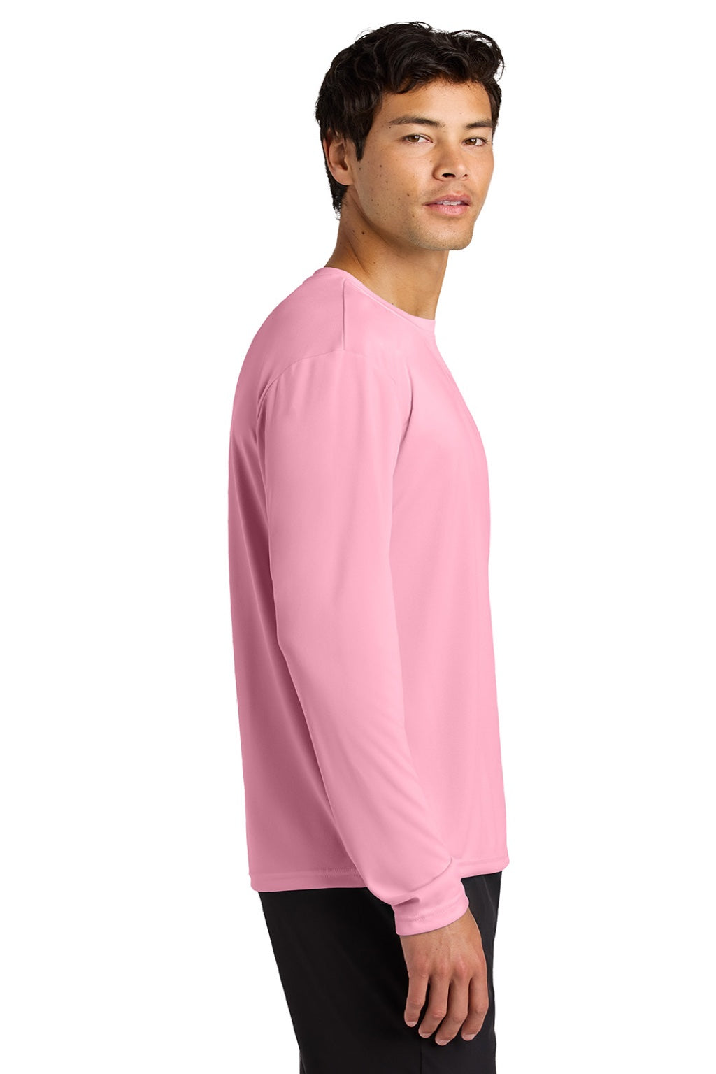 Mens Performance Moisture Wicking Long Sleeve Crewneck T-Shirt - Pink