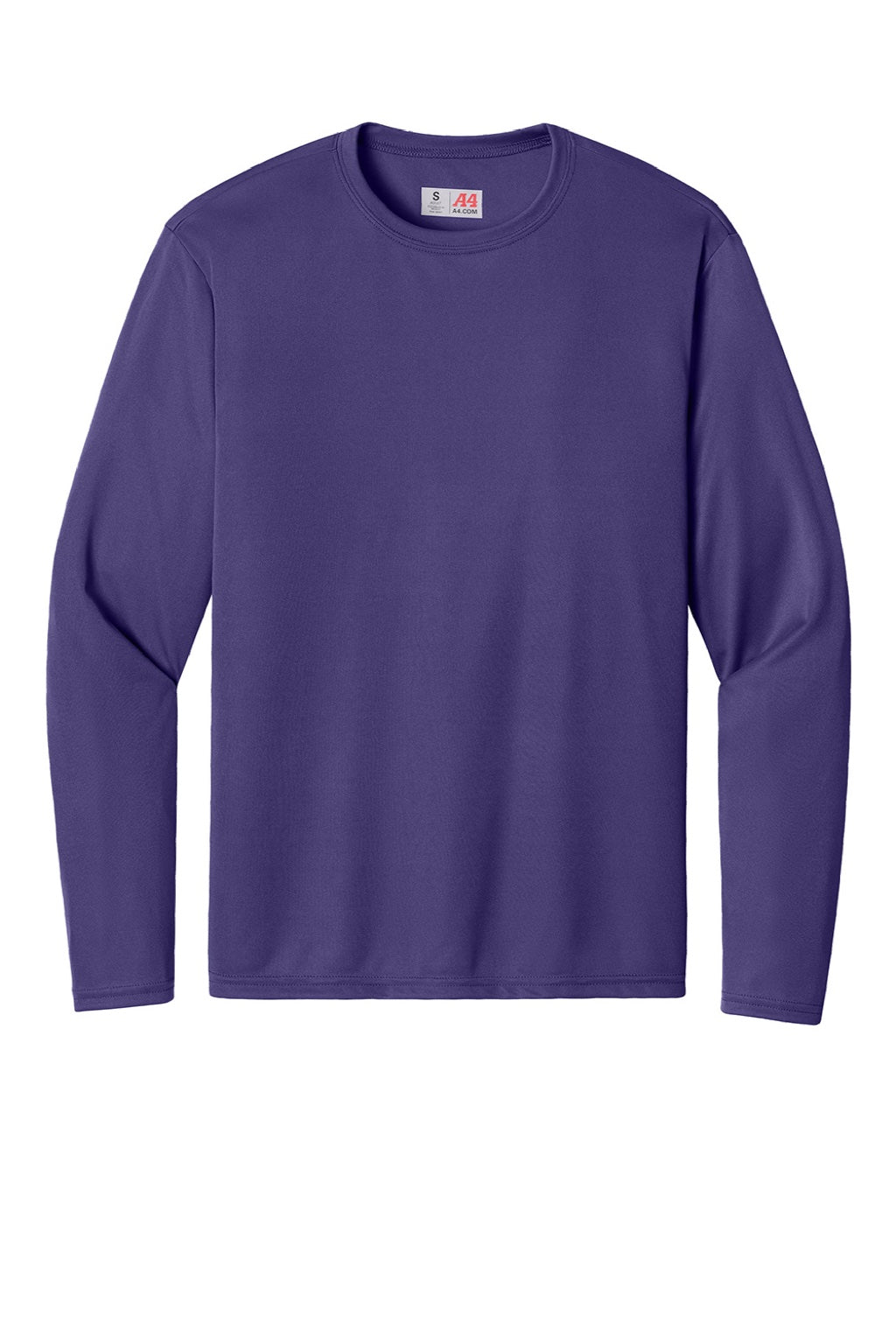 Mens Performance Moisture Wicking Long Sleeve Crewneck T-Shirt - Purple