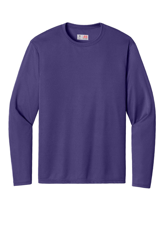 Mens Performance Moisture Wicking Long Sleeve Crewneck T-Shirt - Purple
