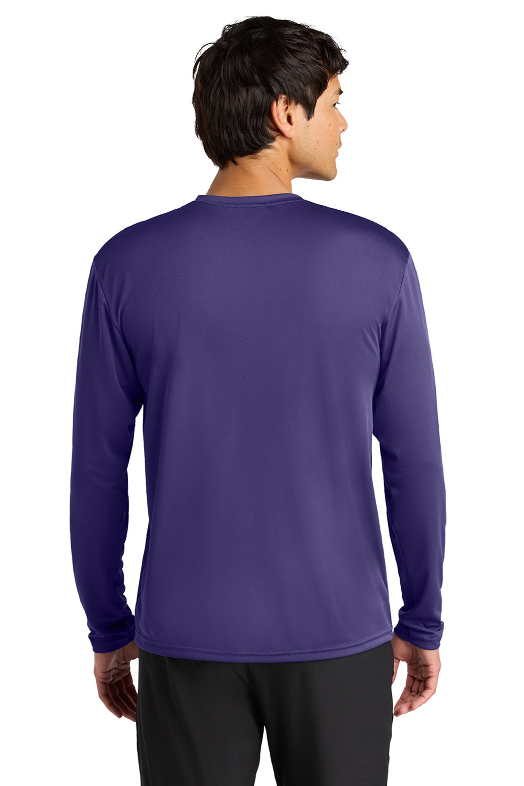 Mens Performance Moisture Wicking Long Sleeve Crewneck T-Shirt - Purple