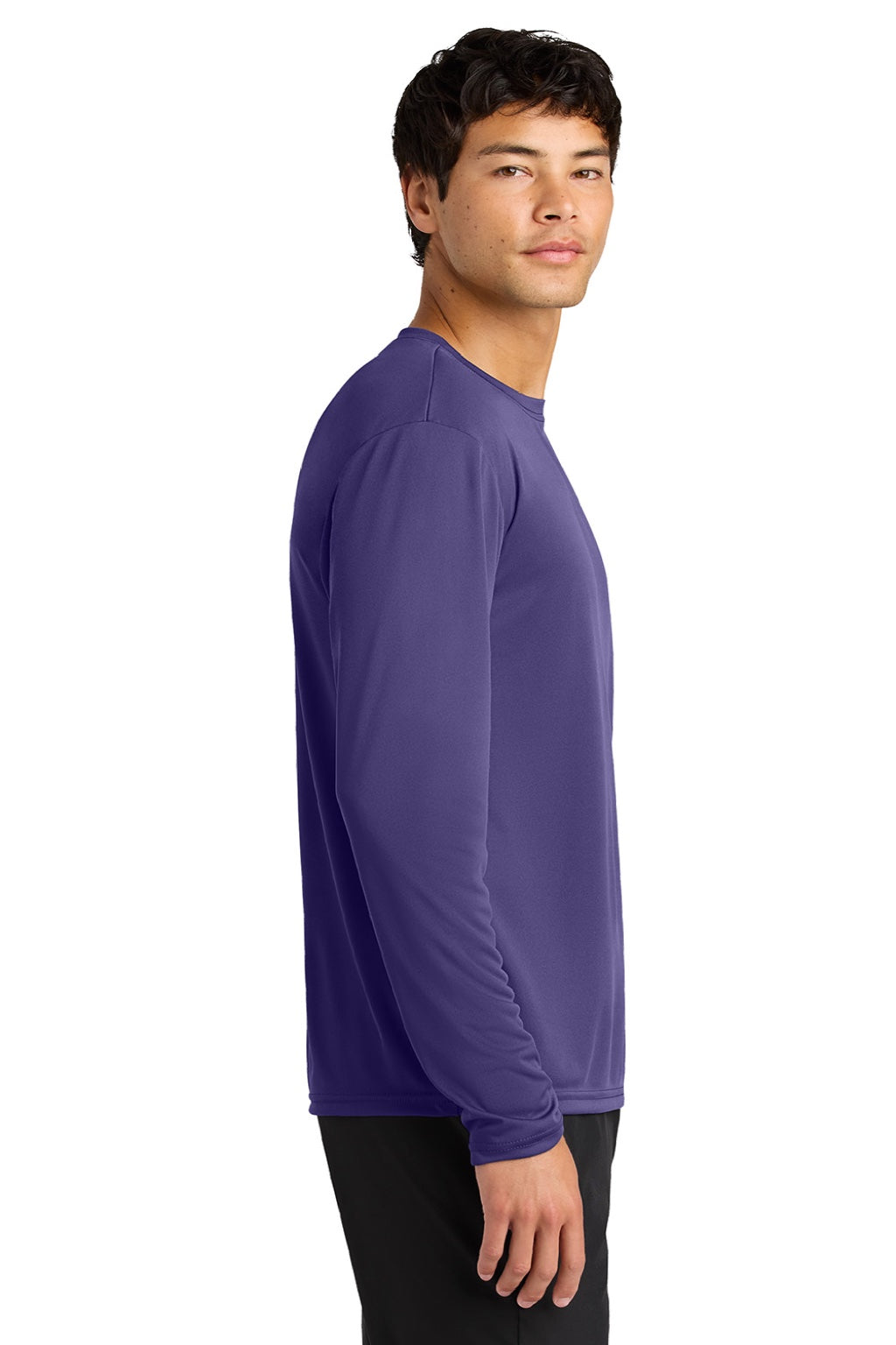 Mens Performance Moisture Wicking Long Sleeve Crewneck T-Shirt - Purple