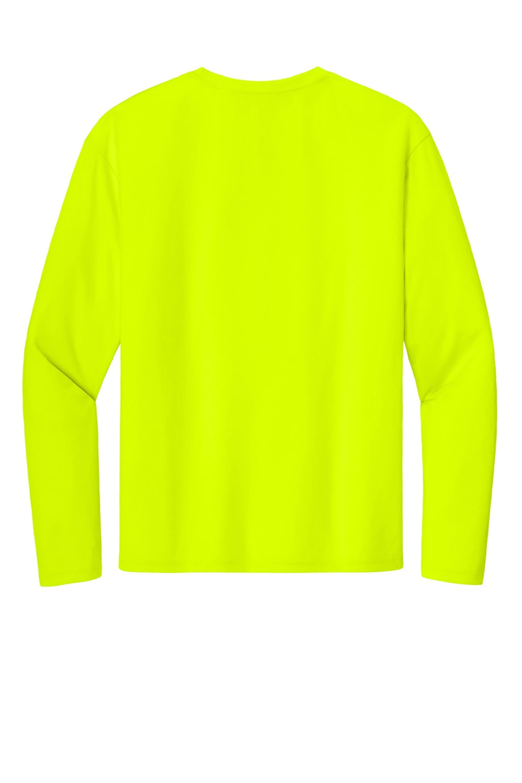 Mens Performance Moisture Wicking Long Sleeve Crewneck T-Shirt - Safety Yellow