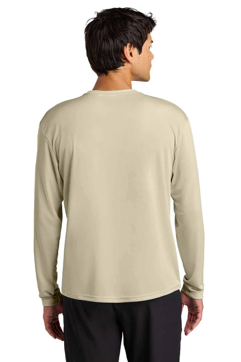Mens Performance Moisture Wicking Long Sleeve Crewneck T-Shirt - Sand