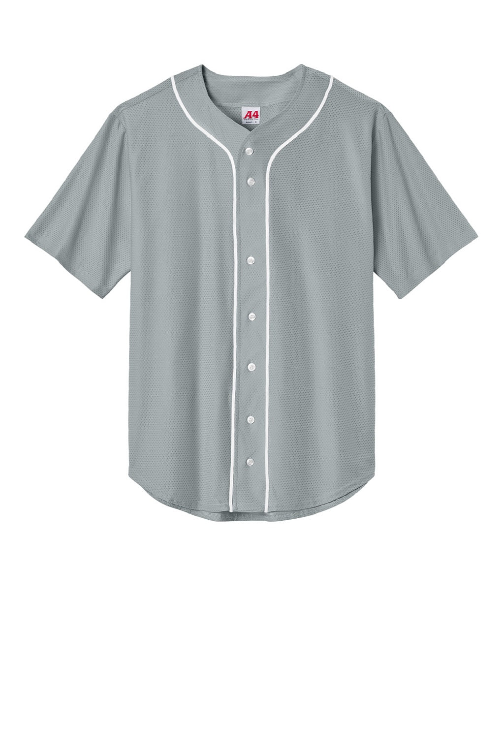 Mens Short Sleeve Full Button Baseball Jersey - Grey - COMING SOON