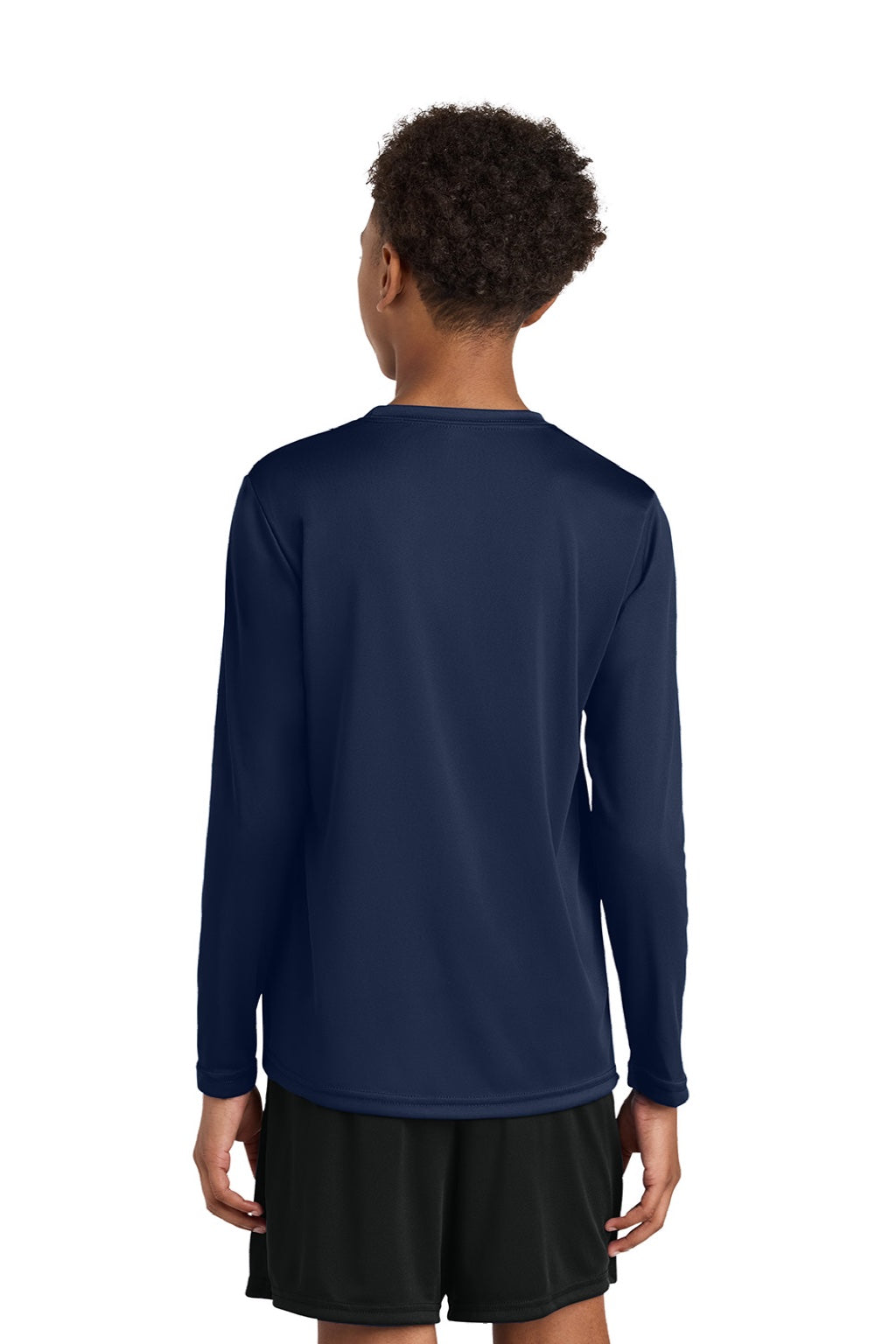 Youth Cooling Performance Long Sleeve Crewneck T-Shirt - Navy Blue - COMING SOON