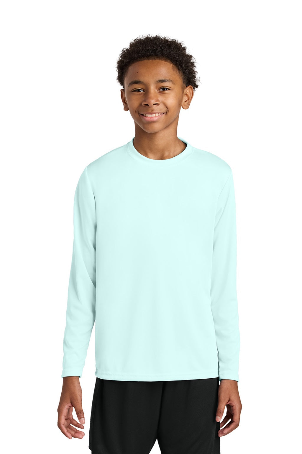 Youth Cooling Performance Long Sleeve Crewneck T-Shirt - Pastel Blue - COMING SOON