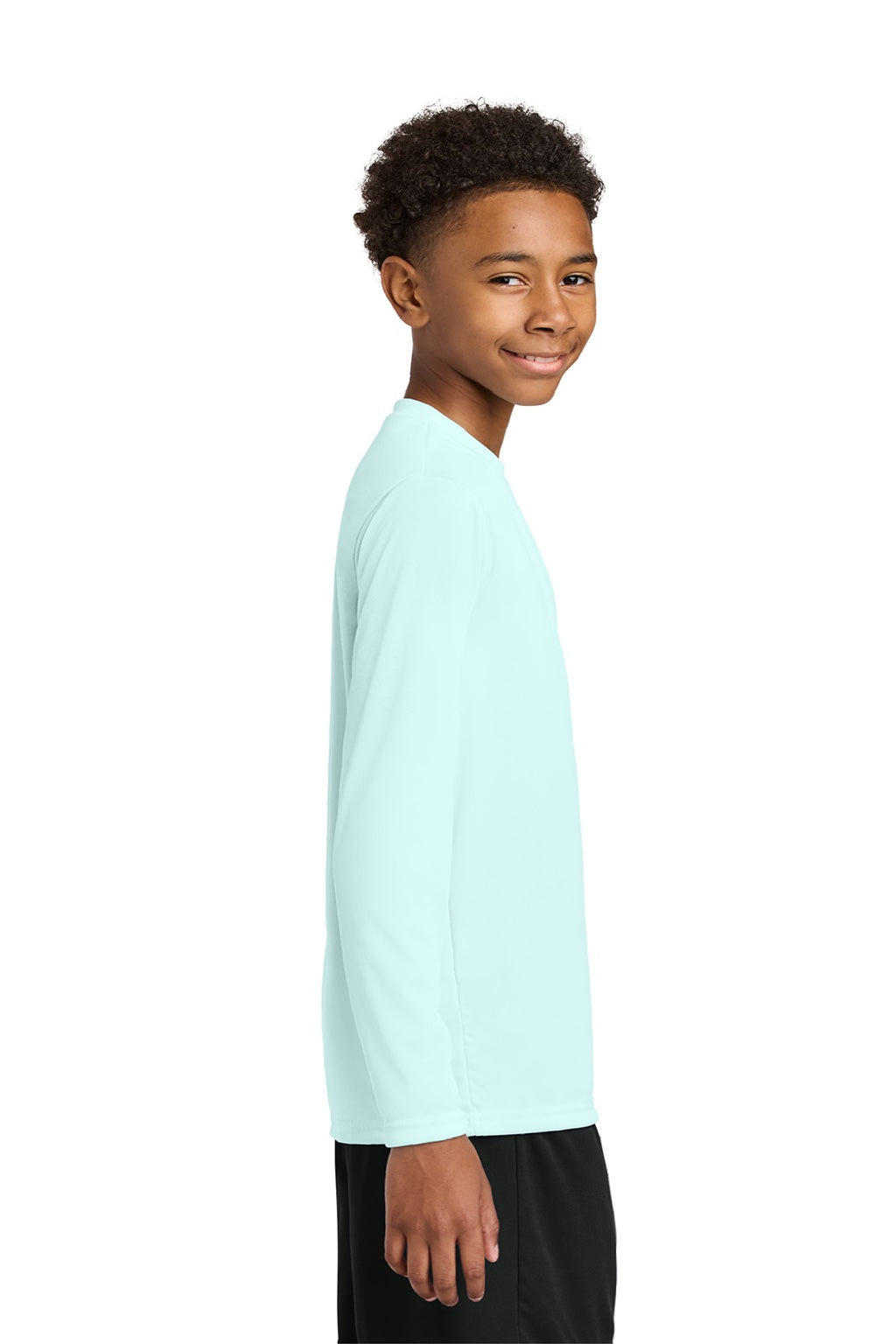Youth Cooling Performance Long Sleeve Crewneck T-Shirt - Pastel Blue - COMING SOON