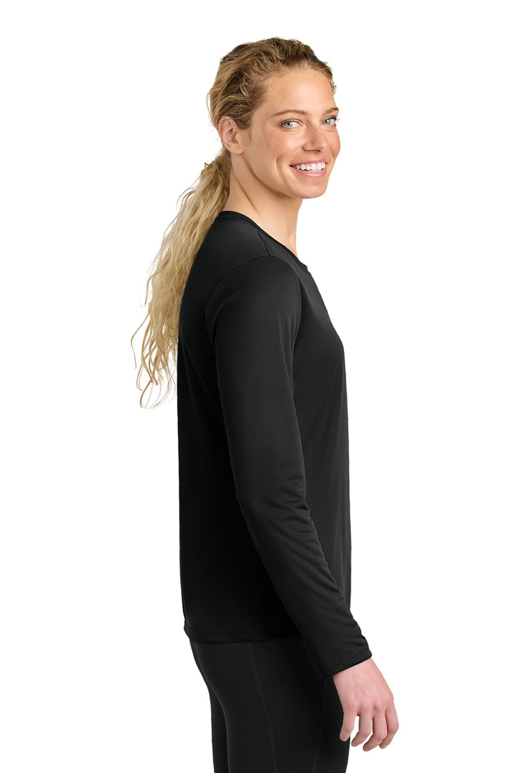 Womens Cooling Performance Long Sleeve Crewneck T-Shirt - Black - COMING SOON