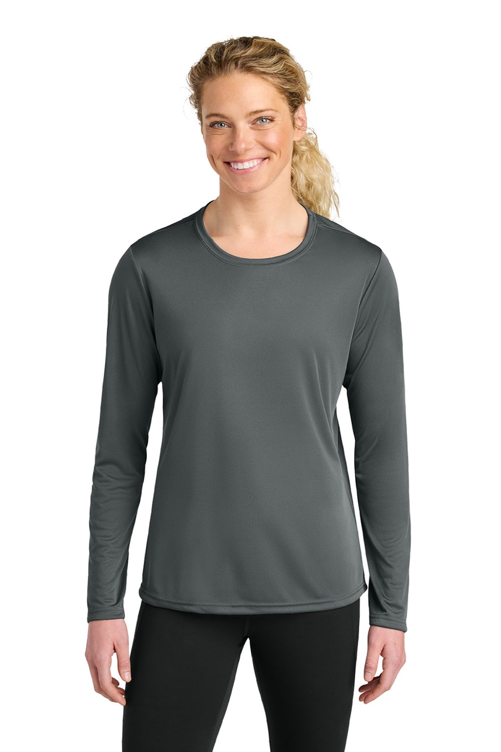 Womens Cooling Performance Long Sleeve Crewneck T-Shirt - Graphite Grey - COMING SOON