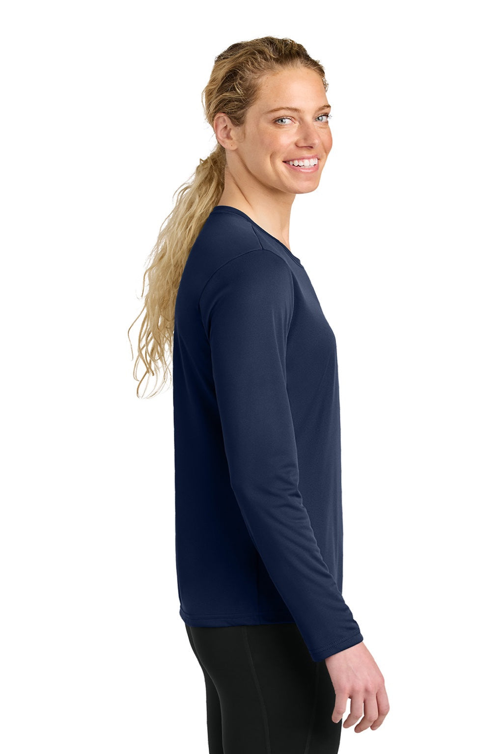 Womens Cooling Performance Long Sleeve Crewneck T-Shirt - Navy Blue - COMING SOON