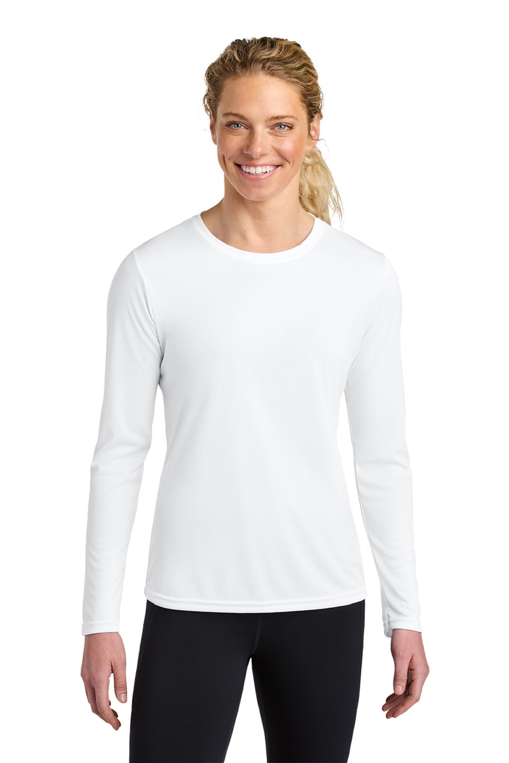 Womens Cooling Performance Long Sleeve Crewneck T-Shirt - White - COMING SOON