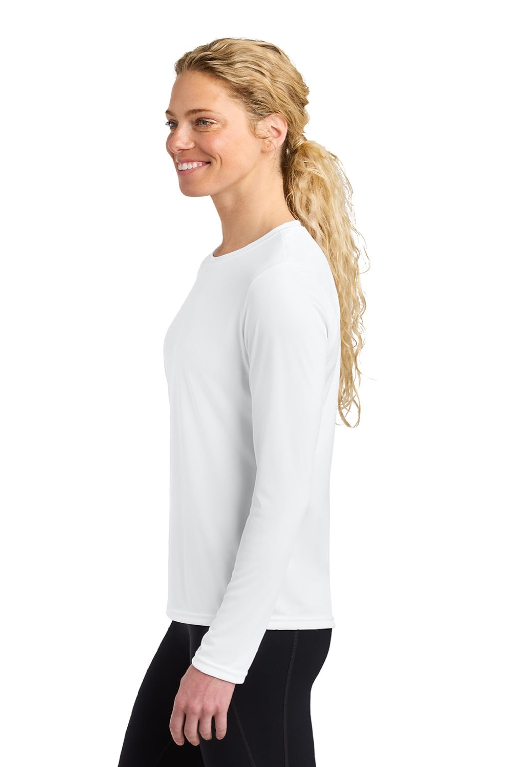Womens Cooling Performance Long Sleeve Crewneck T-Shirt - White - COMING SOON