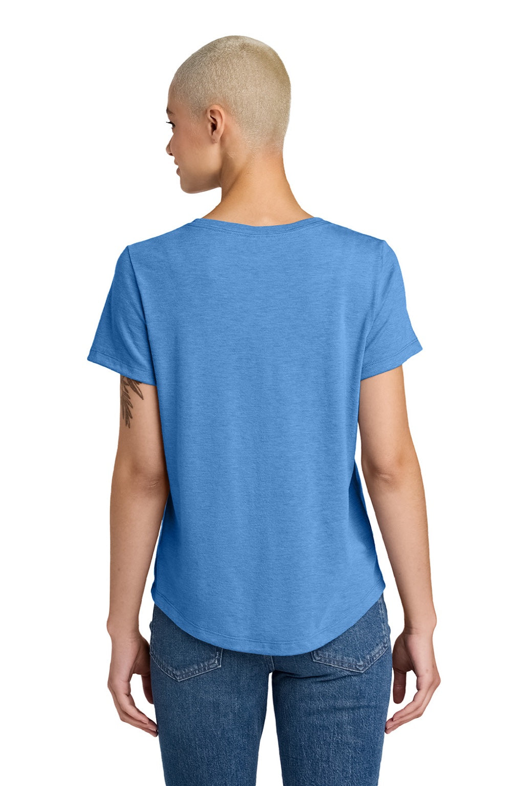 Womens Short Sleeve Scoop Neck T Shirt - Azure Blue - NEW