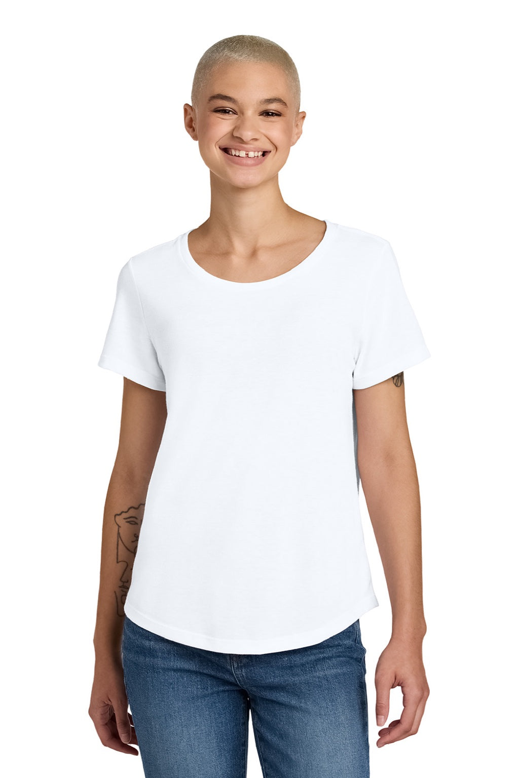 Womens Short Sleeve Scoop Neck T Shirt - Bright White - NEW