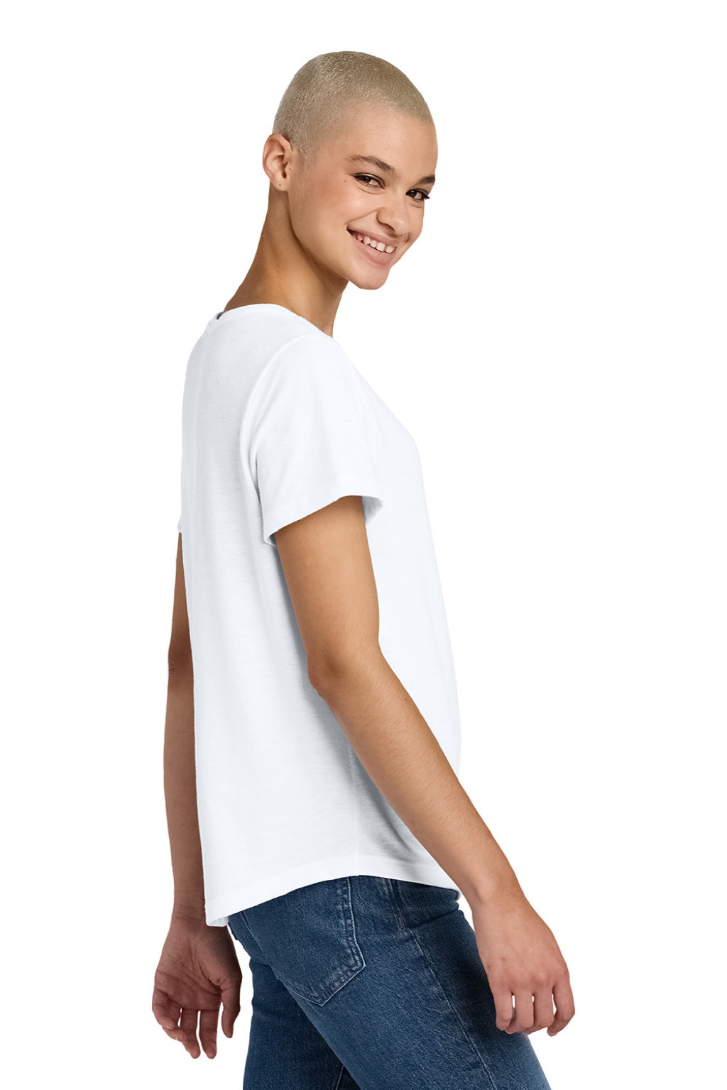 Womens Short Sleeve Scoop Neck T Shirt - Bright White - NEW