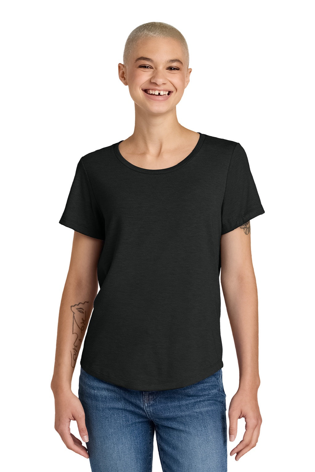 Womens Short Sleeve Scoop Neck T Shirt - Deep Black - NEW