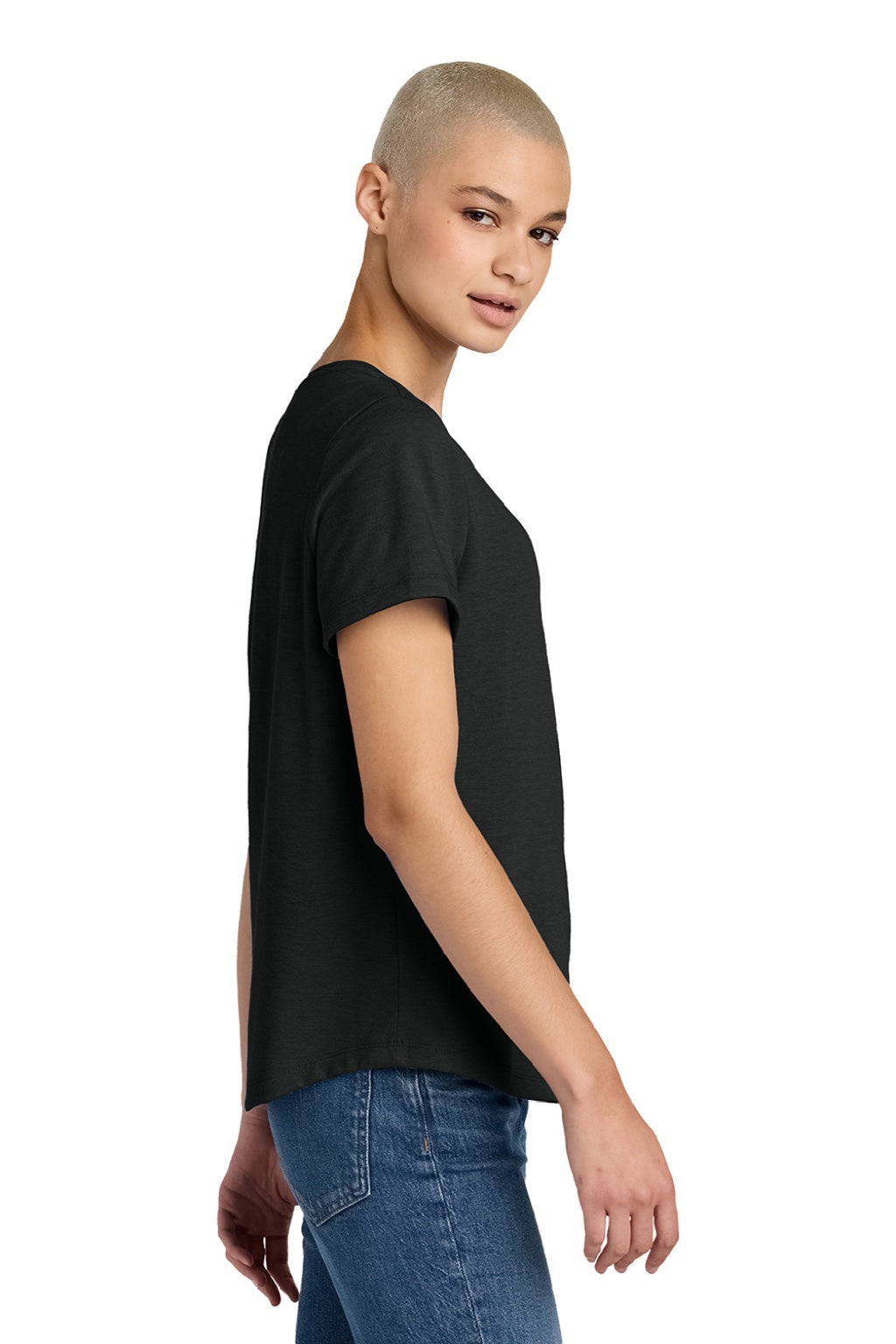 Womens Short Sleeve Scoop Neck T Shirt - Deep Black - NEW