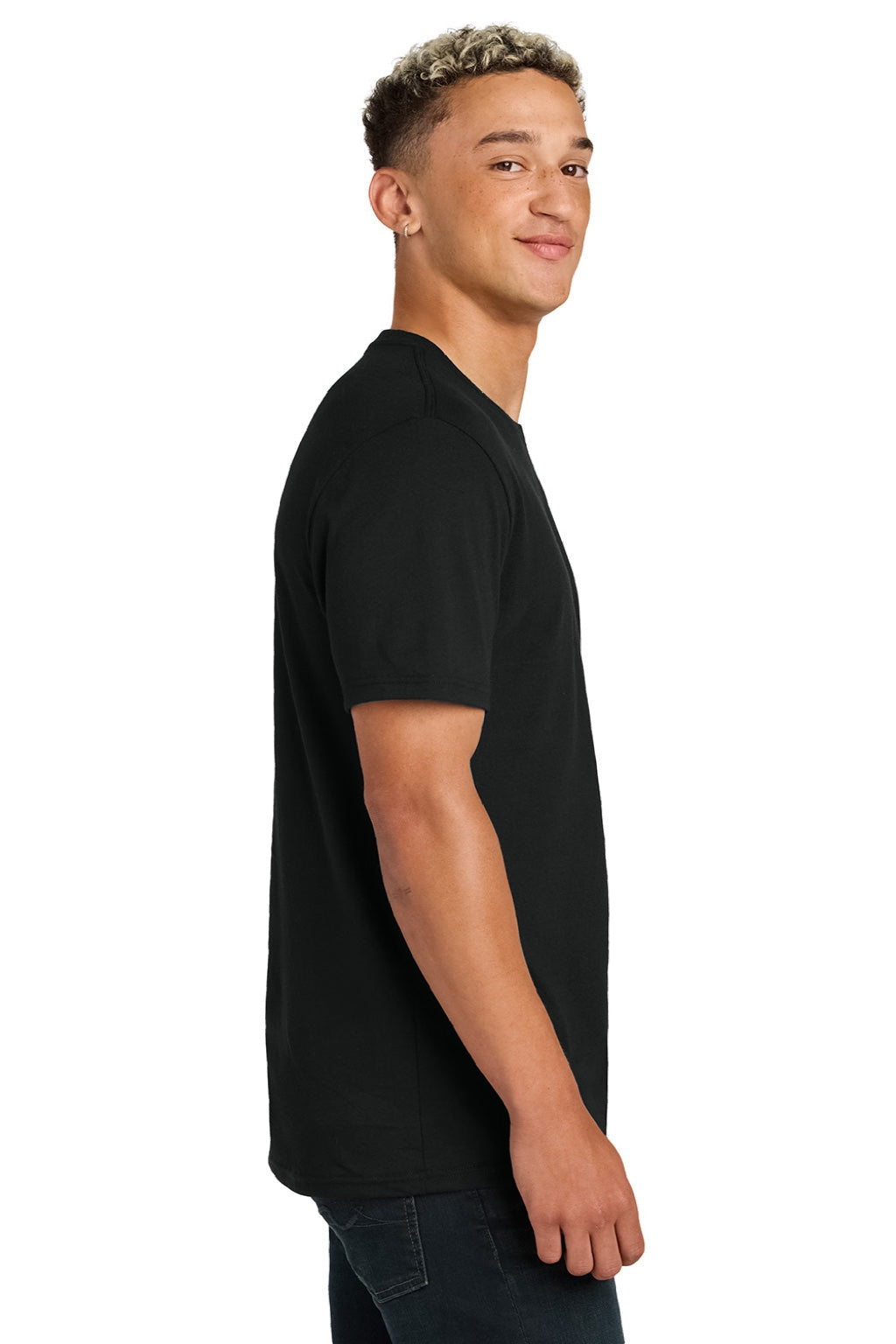 Mens Recycled Short Sleeve Crewneck T-Shirt - Deep Black - NEW
