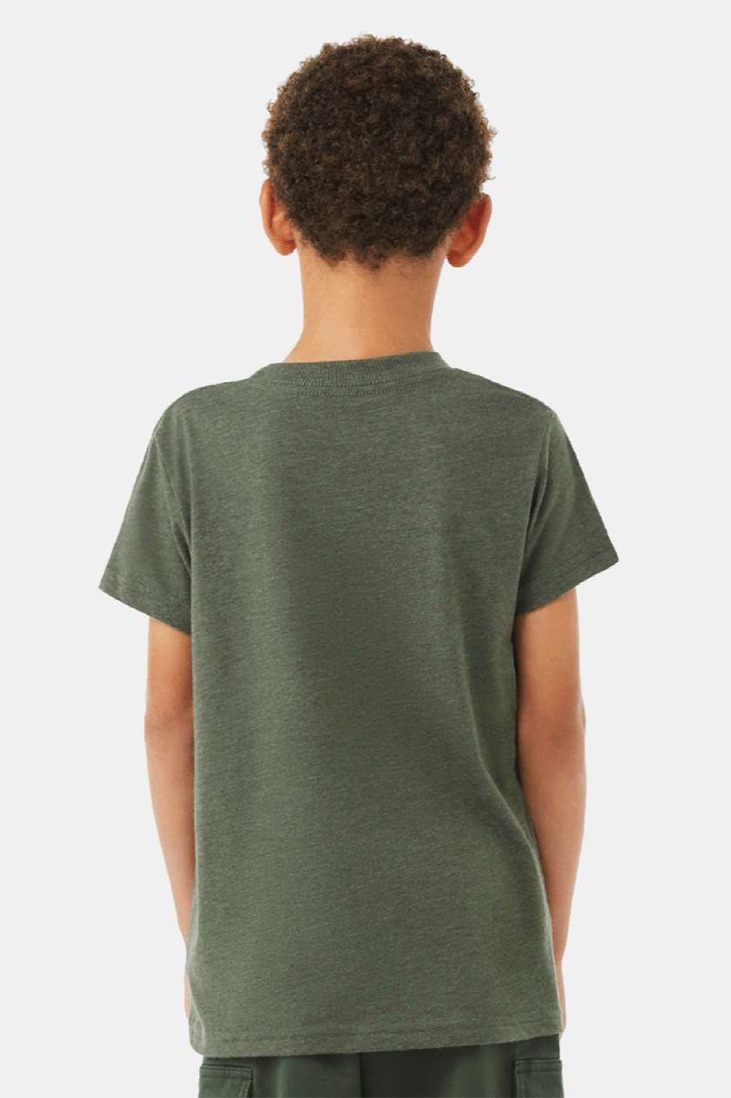 Youth CVC Short Sleeve Crewneck T-Shirt - Heather Military Green - NEW