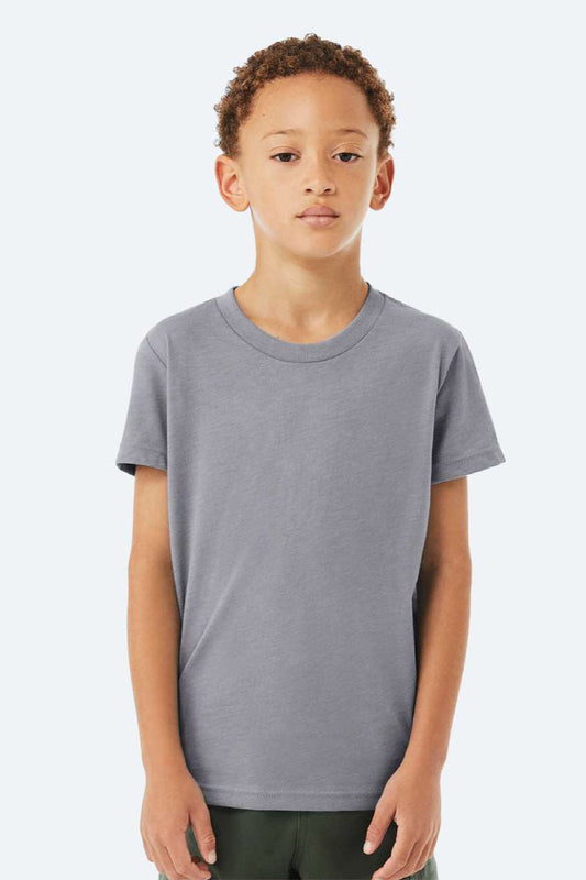 Youth CVC Short Sleeve Crewneck T-Shirt - Heather Storm Blue - NEW