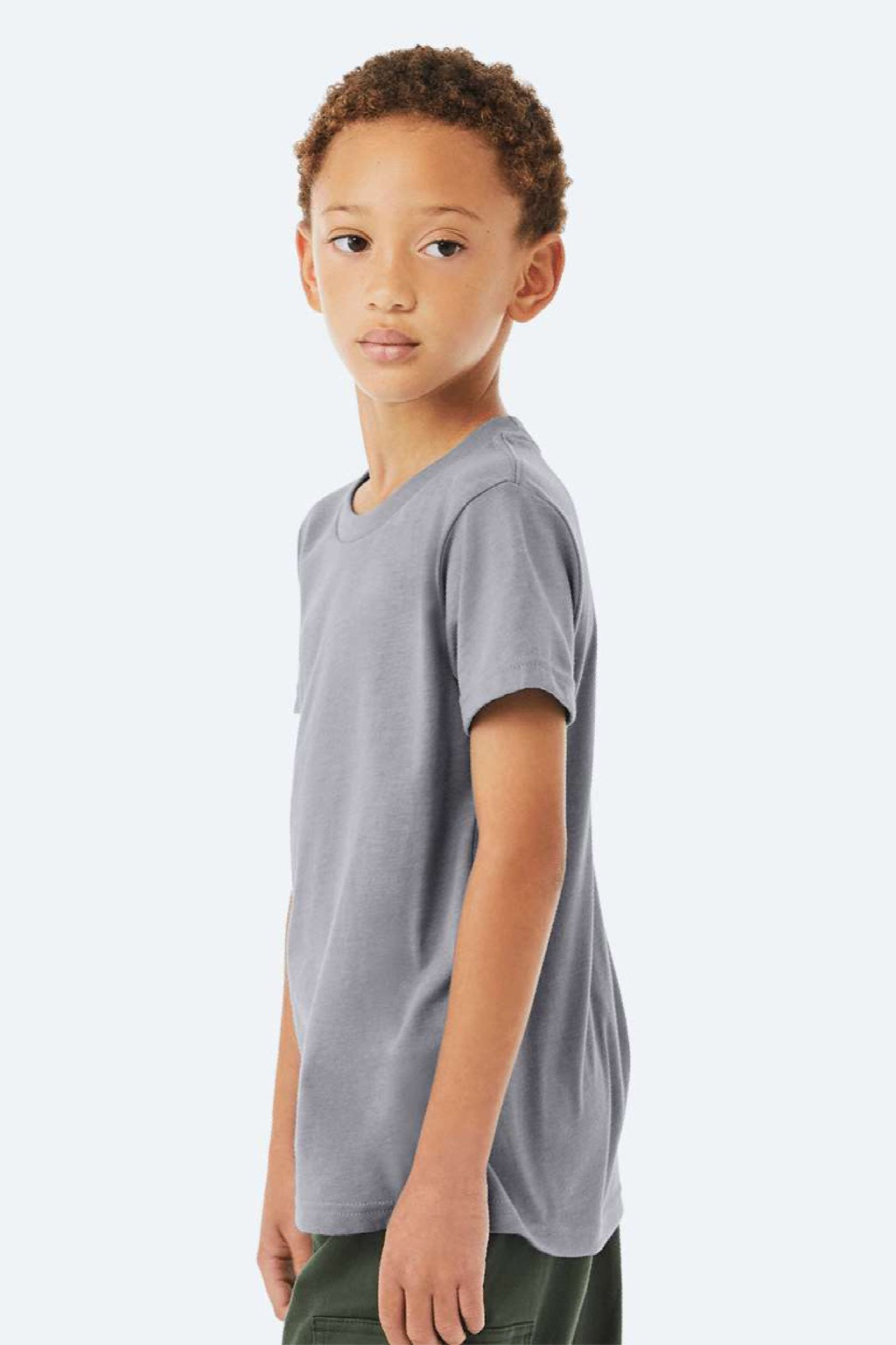 Youth CVC Short Sleeve Crewneck T-Shirt - Heather Storm Blue - NEW