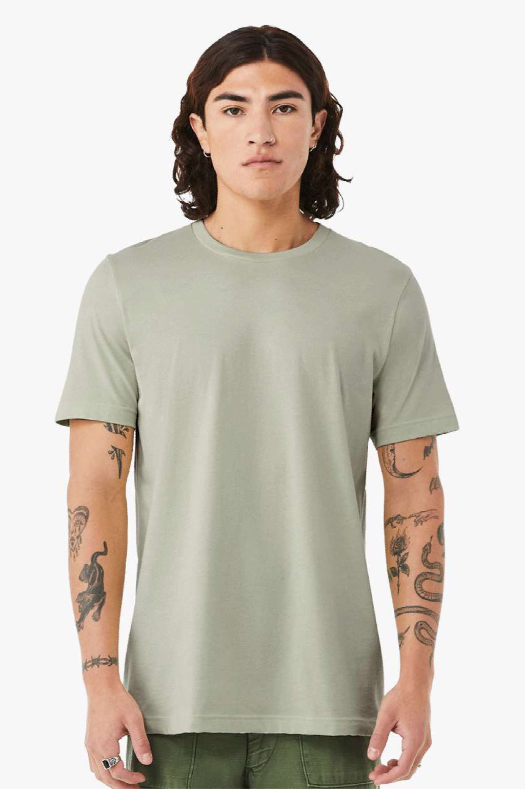 Mens Jersey Short Sleeve Crewneck T-Shirt - Thyme Green - NEW