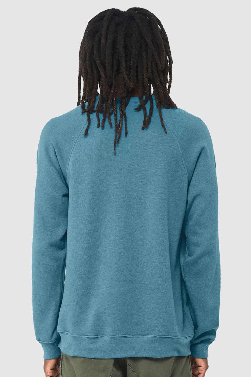 Mens Sponge Fleece Crewneck Sweatshirt - Heather Deep Teal Blue - NEW