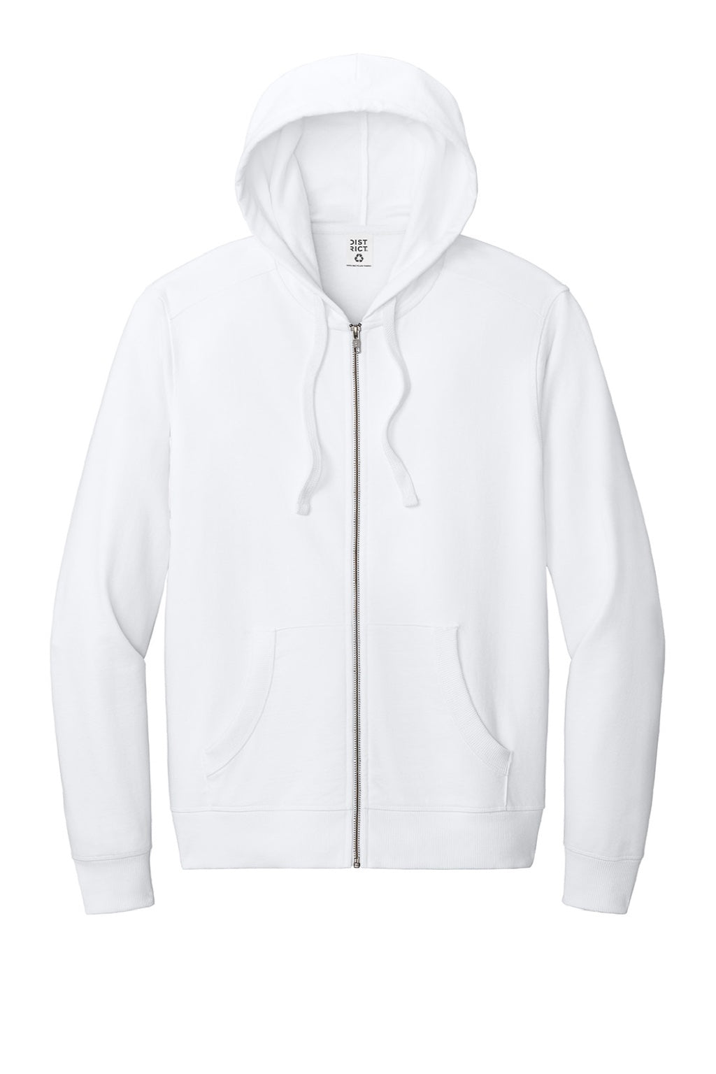 Mens Re-Fleece Full Zip Hooded Sweatshirt Hoodie w/ Pockets - White - NEW