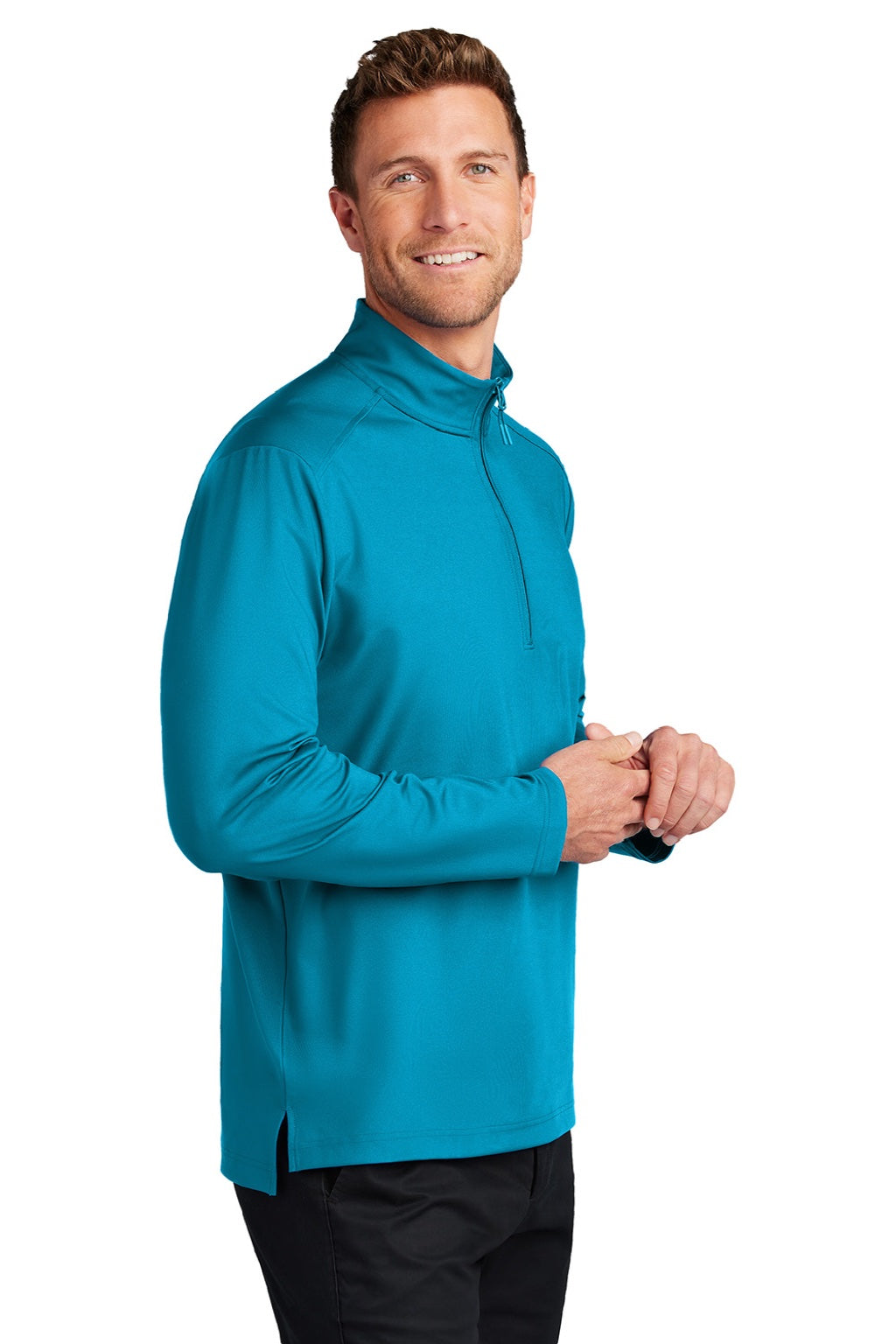 Mens C-FREE Double Knit Moisture Wicking 1/4 Zip Sweatshirt - Parcel Blue - NEW