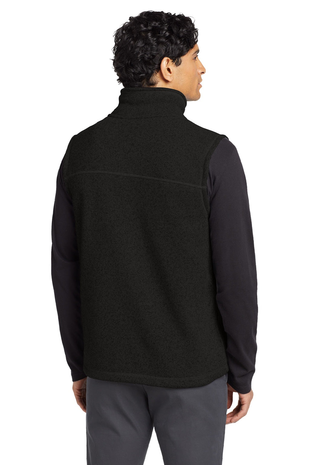Mens Sweater Fleece Full Zip Vest - Heather Black - COMING SOON