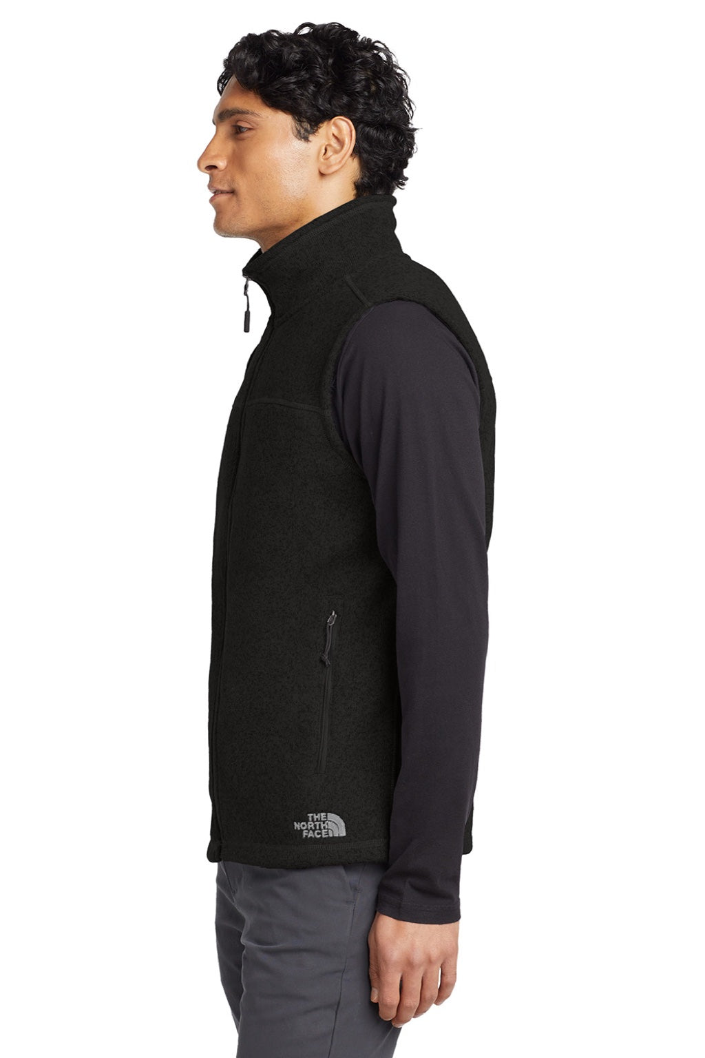 Mens Sweater Fleece Full Zip Vest - Heather Black - COMING SOON
