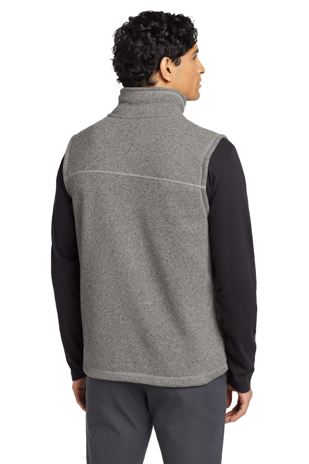 Mens Sweater Fleece Full Zip Vest - Heather Medium Grey - COMING SOON