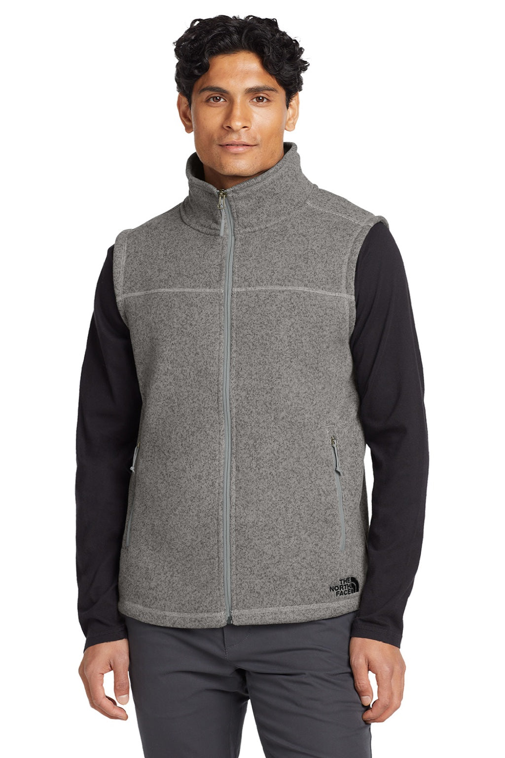 Mens Sweater Fleece Full Zip Vest - Heather Medium Grey - COMING SOON