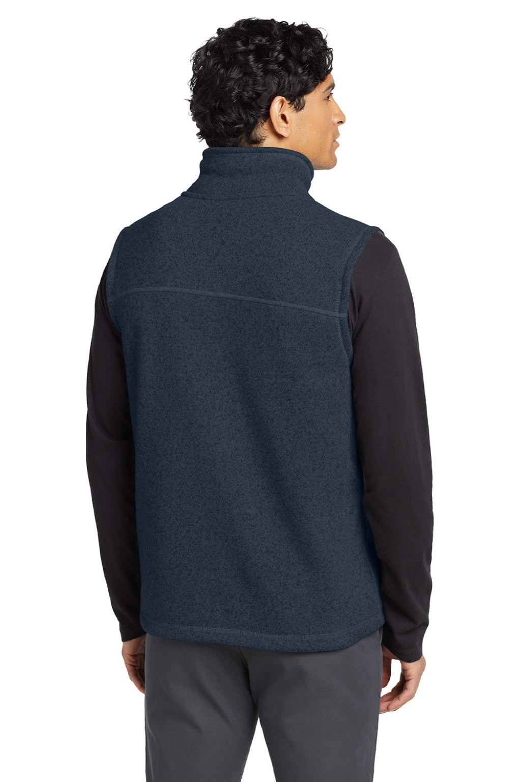 Mens Sweater Fleece Full Zip Vest - Heather Urban Navy Blue - COMING SOON
