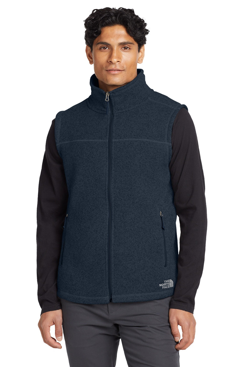 Mens Sweater Fleece Full Zip Vest - Heather Urban Navy Blue - COMING SOON