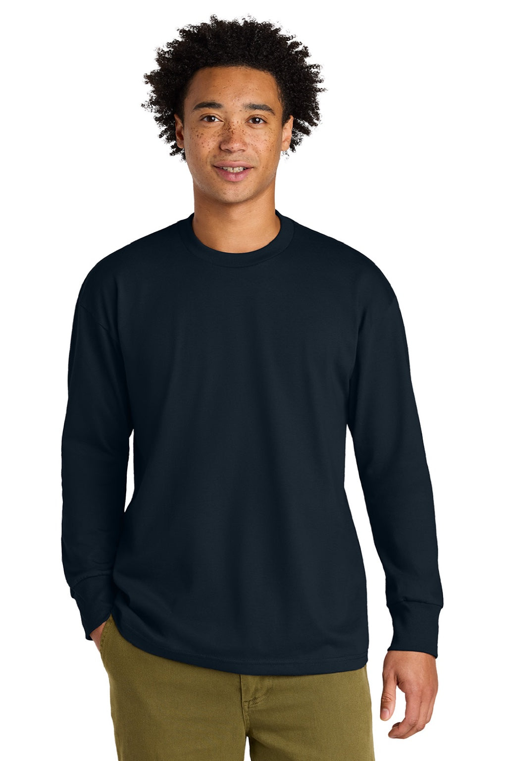 Mens Long Sleeve Crewneck T-Shirt - Midnight Navy Blue - COMING SOON
