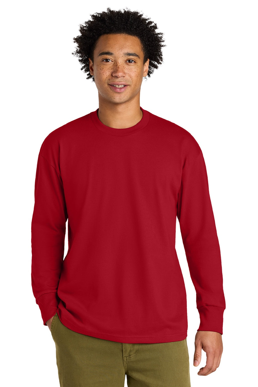 Mens Long Sleeve Crewneck T-Shirt - Red - COMING SOON