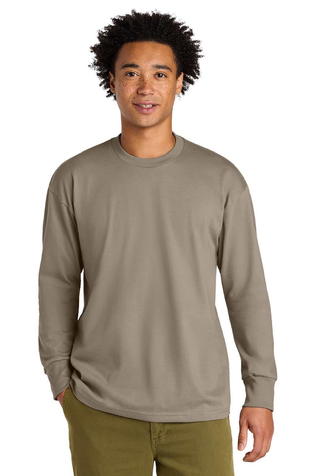 Mens Long Sleeve Crewneck T-Shirt - Tan - COMING SOON