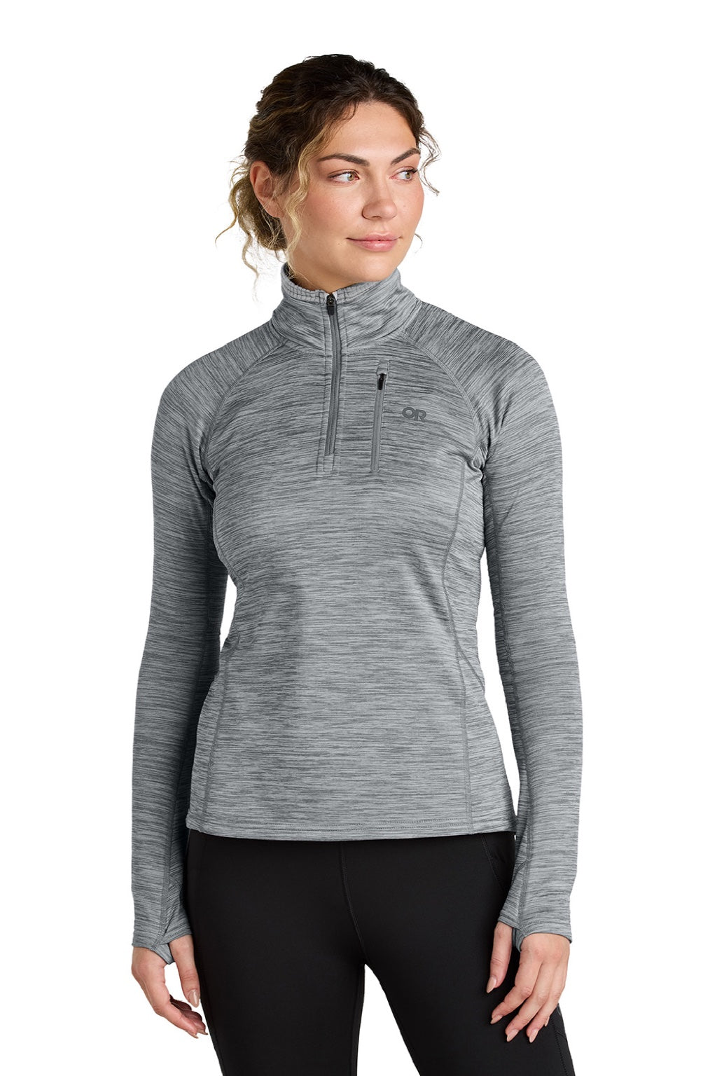 Womens Tech Grid Fleece 1/4 Zip Sweatshirt - Heather Grey - COMING SOON