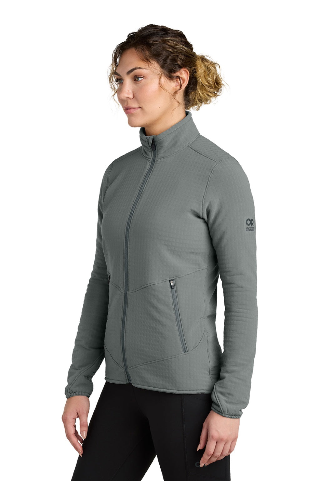 Womens Grid Soft Shell Full Zip Jacket - Grey - COMING SOON