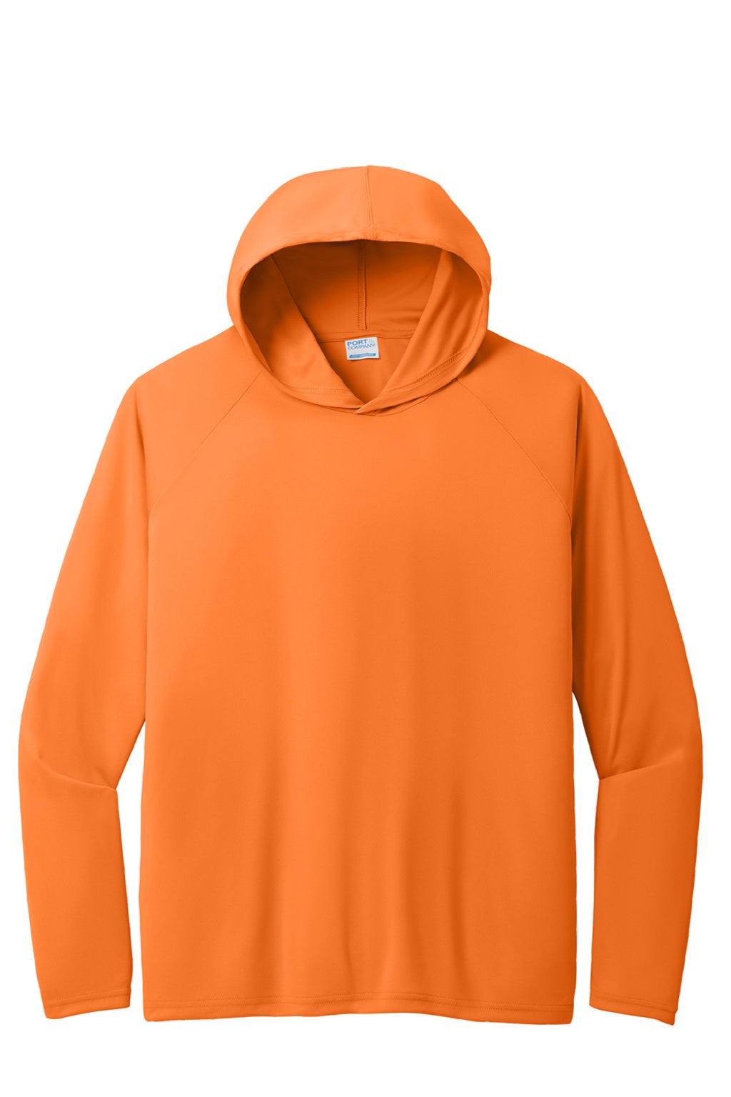 Mens DryZone Performance Moisture Wicking Long Sleeve Hooded T-Shirt Hoodie - Neon Orange - NEW