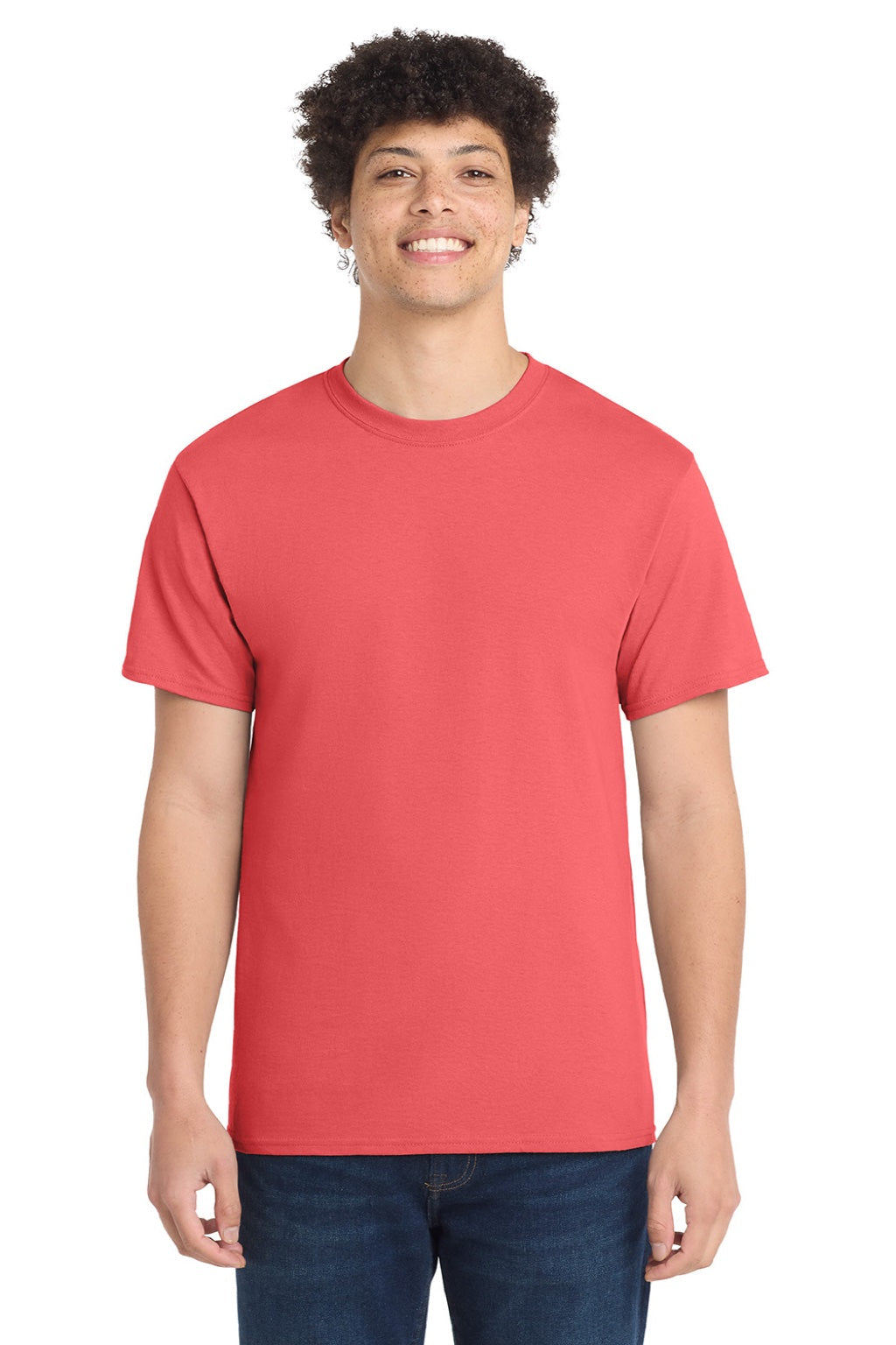 Mens Core Short Sleeve Crewneck T-Shirt - Coral - NEW